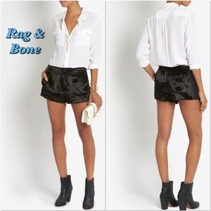 Rag and Bone Nesi black mixed media velvet shorts 0